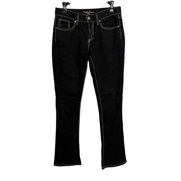 Ralph Lauren 380 Jeans Womens 28 Black Denim Boot Cut Contrast Stitch Made USA - Picture 1 of 10